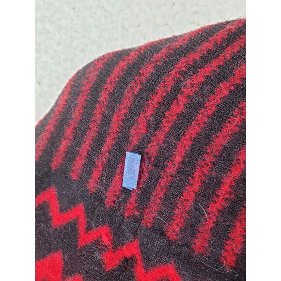 Lael Alpaca Knit Vest Cardigan Open Front Womens M Red Black Striped - Picture 10 of 13